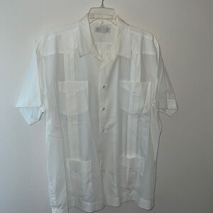 ROMANI white guayabera buttoned‎ down short sleeves 1X men’s shirt